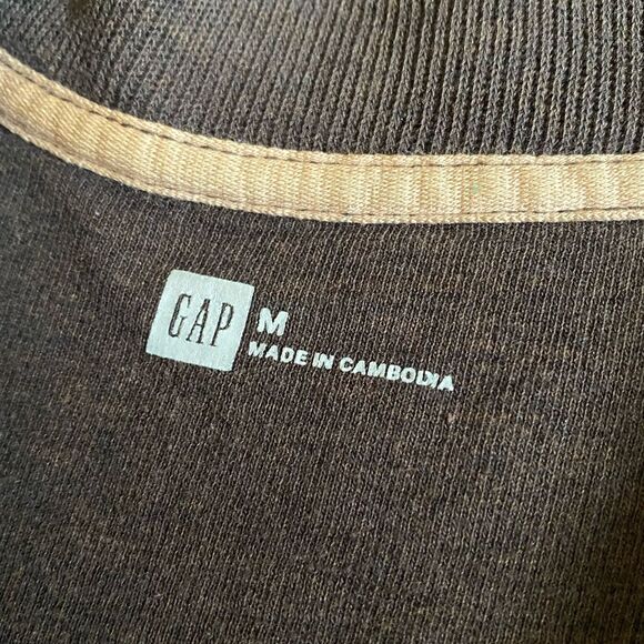 GAP Half-Zip Mock Neck Sweater Sweatshirt Men's Size M Brown Pullover Cotton - Picture 14 of 15